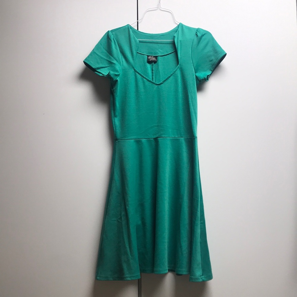 Grass green fit & flare dress